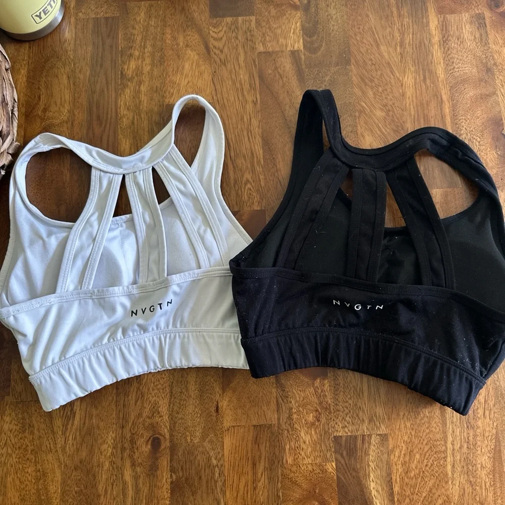 NVGTN White and Black Sports Bras - Picture 2 of 2